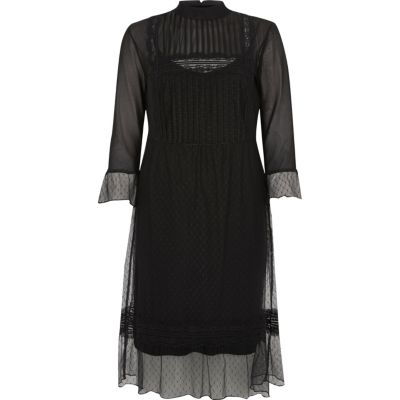 Black lace Victorian style midi dress